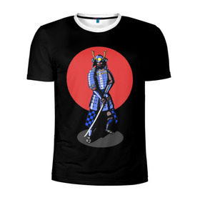 Мужская футболка 3D спортивная с принтом Самурай, японское солнце в Кировске, 100% полиэстер с улучшенными характеристиками | приталенный силуэт, круглая горловина, широкие плечи, сужается к линии бедра | азия | воин | катана | меч | сегун | сэнсэй | харакири | честь | японец | япония