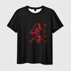 Мужская футболка 3D с принтом Японские иероглифы - самурай в Кировске, 100% полиэфир | прямой крой, круглый вырез горловины, длина до линии бедер | Тематика изображения на принте: азия | воин | катана | меч | сегун | сэнсэй | харакири | честь | японец | япония