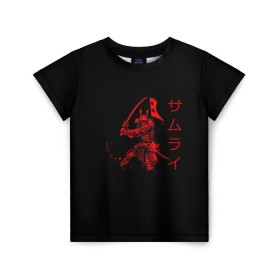 Детская футболка 3D с принтом Японские иероглифы - самурай в Кировске, 100% гипоаллергенный полиэфир | прямой крой, круглый вырез горловины, длина до линии бедер, чуть спущенное плечо, ткань немного тянется | азия | воин | катана | меч | сегун | сэнсэй | харакири | честь | японец | япония