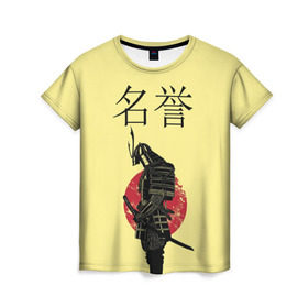 Женская футболка 3D с принтом Японский самурай (честь) в Кировске, 100% полиэфир ( синтетическое хлопкоподобное полотно) | прямой крой, круглый вырез горловины, длина до линии бедер | meiyo | самурай | япония