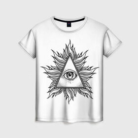 Женская футболка 3D с принтом They watching в Кировске, 100% полиэфир ( синтетическое хлопкоподобное полотно) | прямой крой, круглый вырез горловины, длина до линии бедер | глаз | масон | масоны