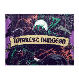 Обложка для студенческого билета с принтом Darkest Dungeon в Кировске, натуральная кожа | Размер: 11*8 см; Печать на всей внешней стороне | Тематика изображения на принте: darkest dungeon | замок | игра | логотип | рыцарь | темные подземелья | тьма | череп | чумной доктор