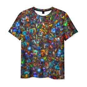 Мужская футболка 3D с принтом Герои DOTA2 в Кировске, 100% полиэфир | прямой крой, круглый вырез горловины, длина до линии бедер | Тематика изображения на принте: rpg | warcraft | дота | карточки | паттерн | персонажи | стратегия | текстура