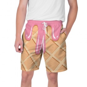 Мужские шорты 3D с принтом Мороженое в Кировске,  полиэстер 100% | прямой крой, два кармана без застежек по бокам. Мягкая трикотажная резинка на поясе, внутри которой широкие завязки. Длина чуть выше колен | 