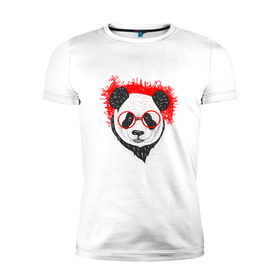Мужская футболка премиум с принтом Умная панда в Кировске, 92% хлопок, 8% лайкра | приталенный силуэт, круглый вырез ворота, длина до линии бедра, короткий рукав | абстрактная | каракули | милая | очкарик | очки | панда | ручная графика | умный