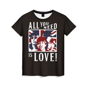 Женская футболка 3D с принтом All You Need Is Love в Кировске, 100% полиэфир ( синтетическое хлопкоподобное полотно) | прямой крой, круглый вырез горловины, длина до линии бедер | all | beatles | is | love | need | rock | you | битлз | ленон | любовь | музыка | о.м.с.к. | рок