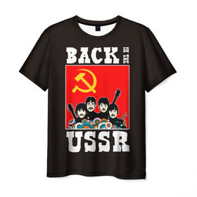 Мужская футболка 3D с принтом Back In The USSR в Кировске, 100% полиэфир | прямой крой, круглый вырез горловины, длина до линии бедер | beatles | rock | roll | ussr | битлз | музыка | о.м.с.к. | рок | ролл | ссср