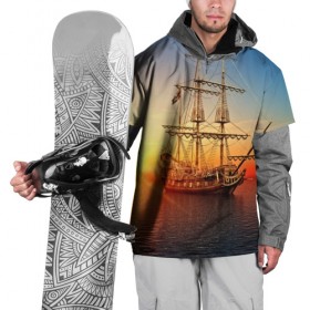 Накидка на куртку 3D с принтом Фрегат в Кировске, 100% полиэстер |  | 3d | blue | брызги | вмф | вода | военный | волны | исторический | капли | корабль | лето | море | моряк | океан | природа | фрегат | шторм