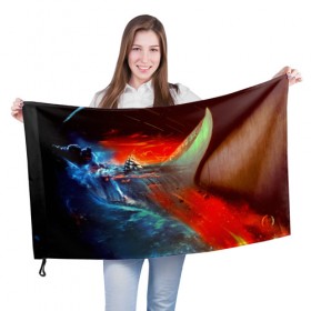Флаг 3D с принтом Фантастика в Кировске, 100% полиэстер | плотность ткани — 95 г/м2, размер — 67 х 109 см. Принт наносится с одной стороны | 3d | blue | брызги | вмф | вода | военный | волны | исторический | капли | корабль | космос | лето | море | моряк | океан | природа | фрегат | шторм