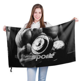 Флаг 3D с принтом Гиря и мышцы в Кировске, 100% полиэстер | плотность ткани — 95 г/м2, размер — 67 х 109 см. Принт наносится с одной стороны | crossfit | атлетика | гантель | качалка | качок | кроссфит | мускулы | мышцы | сила | спортсмен | тяжелая