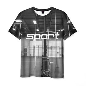 Мужская футболка 3D с принтом Спортзал в Кировске, 100% полиэфир | прямой крой, круглый вырез горловины, длина до линии бедер | crossfit | атлетика | зал | качалка | кроссфит | тренажер | тяжелая | фитнес