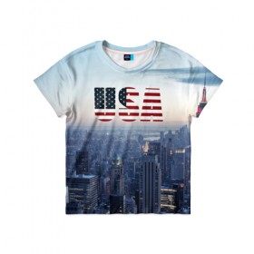 Детская футболка 3D с принтом Город New York в Кировске, 100% гипоаллергенный полиэфир | прямой крой, круглый вырез горловины, длина до линии бедер, чуть спущенное плечо, ткань немного тянется | new york | америка | бейсбол | буквы n y | город | классная | логотип | мегаполис | надпись | нью йорк | нью йорк янкиз | прикольная картинка | сша | штаты | я люблю красивая | янки