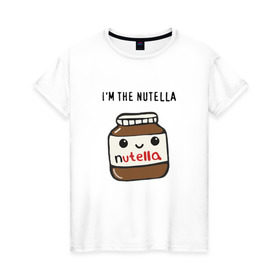 Женская футболка хлопок с принтом Нутелла в Кировске, 100% хлопок | прямой крой, круглый вырез горловины, длина до линии бедер, слегка спущенное плечо | девушка | жена | любовь | нутелла | пара | сердце | шоколадка