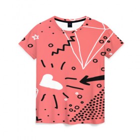 Женская футболка 3D с принтом pattern story в Кировске, 100% полиэфир ( синтетическое хлопкоподобное полотно) | прямой крой, круглый вырез горловины, длина до линии бедер | 3d | pop art | triangle | абстракция | геометрия | другие | поп арт | яркие