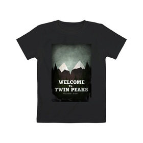 Детская футболка хлопок с принтом Twin Peaks в Кировске, 100% хлопок | круглый вырез горловины, полуприлегающий силуэт, длина до линии бедер | Тематика изображения на принте: twin peaks | дэвид линч | лес | лора палмер | сова | твин пикс | туман