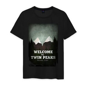 Мужская футболка хлопок с принтом Twin Peaks в Кировске, 100% хлопок | прямой крой, круглый вырез горловины, длина до линии бедер, слегка спущенное плечо. | Тематика изображения на принте: twin peaks | дэвид линч | лес | лора палмер | сова | твин пикс | туман