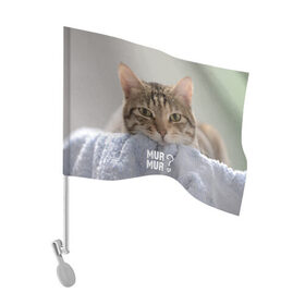 Флаг для автомобиля с принтом мур мур в Кировске, 100% полиэстер | Размер: 30*21 см | cat | кот | котик | котэ | кошка | любовь | мур | мяу | сердечко | сердце