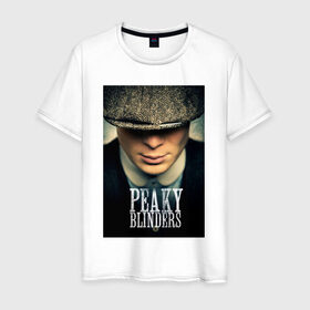 Мужская футболка хлопок с принтом Peaky Blinders в Кировске, 100% хлопок | прямой крой, круглый вырез горловины, длина до линии бедер, слегка спущенное плечо. | бандиты | бритва | острые козырьки