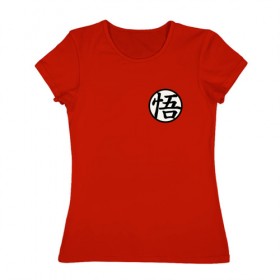 Женская футболка хлопок с принтом Форма Гоку Го в Кировске, 100% хлопок | прямой крой, круглый вырез горловины, длина до линии бедер, слегка спущенное плечо | go | goku | son goku | гоку