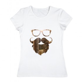 Женская футболка хлопок с принтом Хипстер в Кировске, 100% хлопок | прямой крой, круглый вырез горловины, длина до линии бедер, слегка спущенное плечо | 