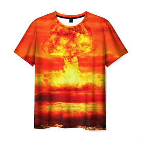 Мужская футболка 3D с принтом Ядерный взрыв в Кировске, 100% полиэфир | прямой крой, круглый вырез горловины, длина до линии бедер | взрыв | гриб | огонь