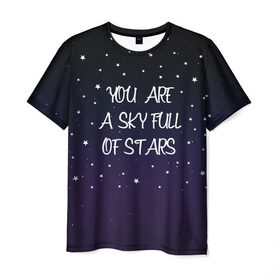 Мужская футболка 3D с принтом Sky в Кировске, 100% полиэфир | прямой крой, круглый вырез горловины, длина до линии бедер | chris martin | coldplay | night | sky | stars | звезды | колдплей | крис мартин | небо