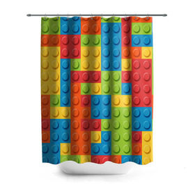 Штора 3D для ванной с принтом Лего в Кировске, 100% полиэстер | плотность материала — 100 г/м2. Стандартный размер — 146 см х 180 см. По верхнему краю — пластиковые люверсы для креплений. В комплекте 10 пластиковых колец | lego | tetris | детальки | лего | разноцветные