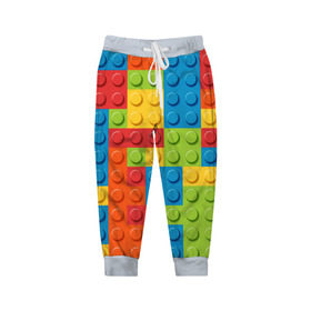 Детские брюки 3D с принтом Лего в Кировске, 100% полиэстер | манжеты по низу, эластичный пояс регулируется шнурком, по бокам два кармана без застежек, внутренняя часть кармана из мелкой сетки | Тематика изображения на принте: lego | tetris | детальки | лего | разноцветные