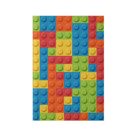 Обложка для паспорта матовая кожа с принтом Лего в Кировске, натуральная матовая кожа | размер 19,3 х 13,7 см; прозрачные пластиковые крепления | Тематика изображения на принте: lego | tetris | детальки | лего | разноцветные
