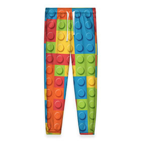 Женские брюки 3D с принтом Лего в Кировске, полиэстер 100% | прямой крой, два кармана без застежек по бокам, с мягкой трикотажной резинкой на поясе и по низу штанин. В поясе для дополнительного комфорта — широкие завязки | lego | tetris | детальки | лего | разноцветные