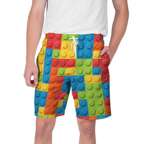 Мужские шорты 3D с принтом Лего в Кировске,  полиэстер 100% | прямой крой, два кармана без застежек по бокам. Мягкая трикотажная резинка на поясе, внутри которой широкие завязки. Длина чуть выше колен | lego | tetris | детальки | лего | разноцветные