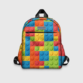 Детский рюкзак 3D с принтом Лего в Кировске, 100% полиэстер | лямки с регулируемой длиной, сверху петелька, чтобы рюкзак можно было повесить на вешалку. Основное отделение закрывается на молнию, как и внешний карман. Внутри дополнительный карман. По бокам два дополнительных кармашка | Тематика изображения на принте: lego | tetris | детальки | лего | разноцветные