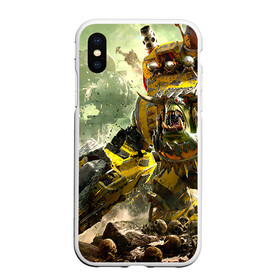 Чехол для iPhone XS Max матовый с принтом WH40k warboss в Кировске, Силикон | Область печати: задняя сторона чехла, без боковых панелей | Тематика изображения на принте: dawn | eldar | war | warhammer | wh | wh40k | вархаммер | ваха | эльдар | эльдары