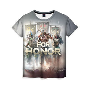 Женская футболка 3D с принтом For honor 4 в Кировске, 100% полиэфир ( синтетическое хлопкоподобное полотно) | прямой крой, круглый вырез горловины, длина до линии бедер | for honor | honor | samurai | templar | viking | vikings | викинг | крестоносец | самурай | тамплиер