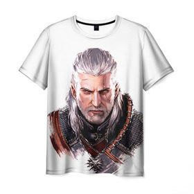 Мужская футболка 3D с принтом Геральт в Кировске, 100% полиэфир | прямой крой, круглый вырез горловины, длина до линии бедер | gwent | witcher | ведьмак | гвинт | геральт