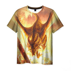 Мужская футболка 3D с принтом Дракон в Кировске, 100% полиэфир | прямой крой, круглый вырез горловины, длина до линии бедер | Тематика изображения на принте: gwent | witcher | ведьмак | гвинт | геральт | дракон