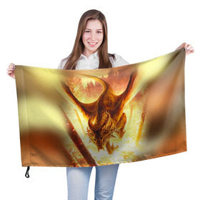Флаг 3D с принтом Дракон в Кировске, 100% полиэстер | плотность ткани — 95 г/м2, размер — 67 х 109 см. Принт наносится с одной стороны | Тематика изображения на принте: gwent | witcher | ведьмак | гвинт | геральт | дракон