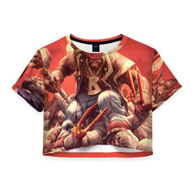 Женская футболка 3D укороченная с принтом Dead island 5 в Кировске, 100% полиэстер | круглая горловина, длина футболки до линии талии, рукава с отворотами | dead | island | repticide | zombie | дэд айлэнд | зомби | мозги