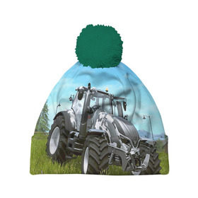 Шапка 3D c помпоном с принтом Farming simulator 1 в Кировске, 100% полиэстер | универсальный размер, печать по всей поверхности изделия | farming | simulator | трактор | фермер