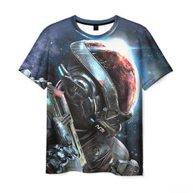 Мужская футболка 3D с принтом ME Andromeda 1 в Кировске, 100% полиэфир | прямой крой, круглый вырез горловины, длина до линии бедер | andromeda | effect | андромеда | массб эффект | эфект