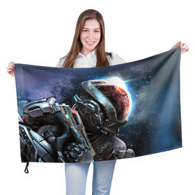 Флаг 3D с принтом ME Andromeda 1 в Кировске, 100% полиэстер | плотность ткани — 95 г/м2, размер — 67 х 109 см. Принт наносится с одной стороны | andromeda | effect | андромеда | массб эффект | эфект