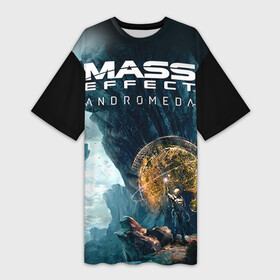 Платье-футболка 3D с принтом ME Andromeda 2 в Кировске,  |  | andromeda | effect | андромеда | массб эффект | эфект