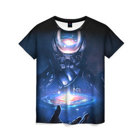 Женская футболка 3D с принтом ME Andromeda 3 в Кировске, 100% полиэфир ( синтетическое хлопкоподобное полотно) | прямой крой, круглый вырез горловины, длина до линии бедер | andromeda | effect | андромеда | массб эффект | эфект