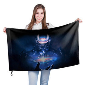 Флаг 3D с принтом ME Andromeda 3 в Кировске, 100% полиэстер | плотность ткани — 95 г/м2, размер — 67 х 109 см. Принт наносится с одной стороны | andromeda | effect | андромеда | массб эффект | эфект