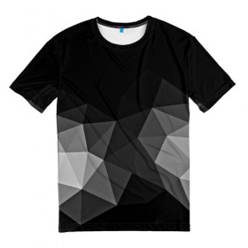 Мужская футболка 3D с принтом Abstract gray в Кировске, 100% полиэфир | прямой крой, круглый вырез горловины, длина до линии бедер | abstraction | абстракция | геометрия | грани | изгиб | линии | полигоны | полосы | постель | розовый | сочетания | текстура | треугольники