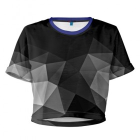 Женская футболка 3D укороченная с принтом Abstract gray в Кировске, 100% полиэстер | круглая горловина, длина футболки до линии талии, рукава с отворотами | abstraction | абстракция | геометрия | грани | изгиб | линии | полигоны | полосы | постель | розовый | сочетания | текстура | треугольники