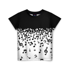 Детская футболка 3D с принтом Поглощение музыкой в Кировске, 100% гипоаллергенный полиэфир | прямой крой, круглый вырез горловины, длина до линии бедер, чуть спущенное плечо, ткань немного тянется | абстракция | арт | дизайн | музыка | ноты | ритм