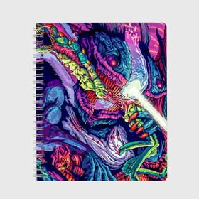 Тетрадь с принтом Hyper beast в Кировске, 100% бумага | 48 листов, плотность листов — 60 г/м2, плотность картонной обложки — 250 г/м2. Листы скреплены сбоку удобной пружинной спиралью. Уголки страниц и обложки скругленные. Цвет линий — светло-серый
 | counter strike | cs | cs go | global offensive | hyper beast | гипер зверь | гиперзверь | контр страйк | контра | кс | тату | татуировка | яркая