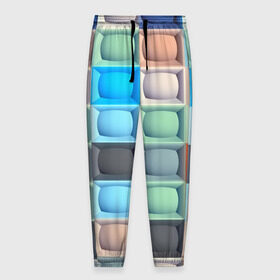 Мужские брюки 3D с принтом Квадратики в Кировске, 100% полиэстер | манжеты по низу, эластичный пояс регулируется шнурком, по бокам два кармана без застежек, внутренняя часть кармана из мелкой сетки | квадраты | текстуры | фигуры
