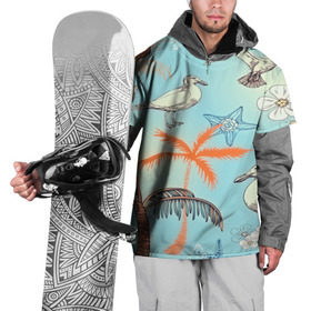 Накидка на куртку 3D с принтом Морской стиль в Кировске, 100% полиэстер |  | Тематика изображения на принте: арт | море | пальмы | природа | птицы | цветные | цветы | чайки | яркие